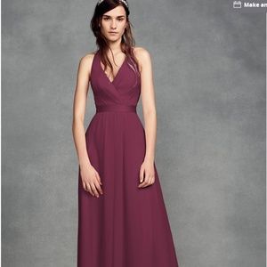 David's Bridal Wine Chiffon Halter